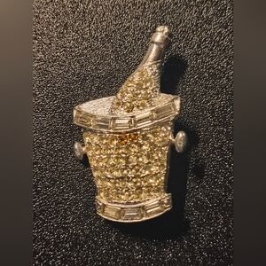 Silver Champagne Bucket Brooch